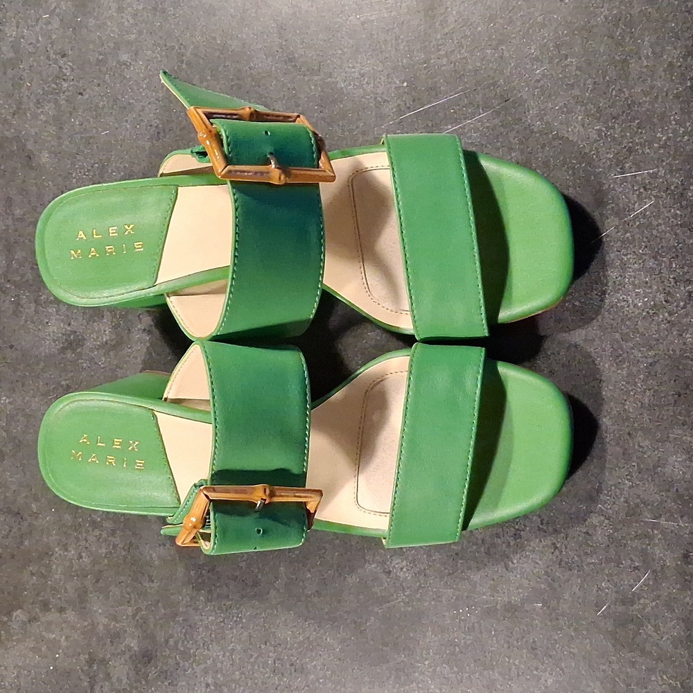 Alex Marie Kids Sandals in Vibrant Green with Gold Buckle
